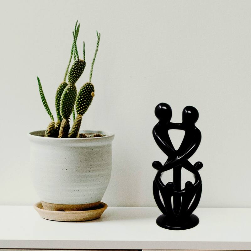 Handmade Soapstone Family Sculpture, Black Finish