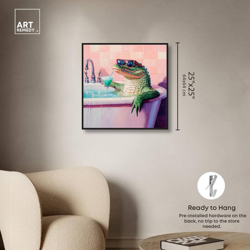 Cocktail Croc II Canvas by Art Remedy