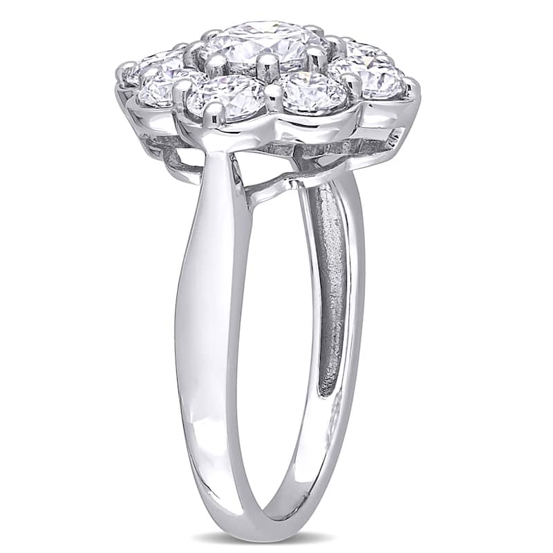 Miadora 2 3/8ct DEW Moissanite Halo Floral Engagement Ring in 10k White Gold