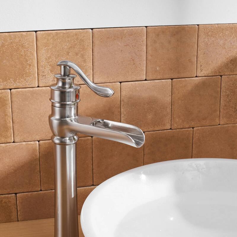 Waterfall Bathroom Vessel Faucet Single Handle Bathroon Vessel Sink Faucets Single Hole High Modern Basin Vanity High Taps