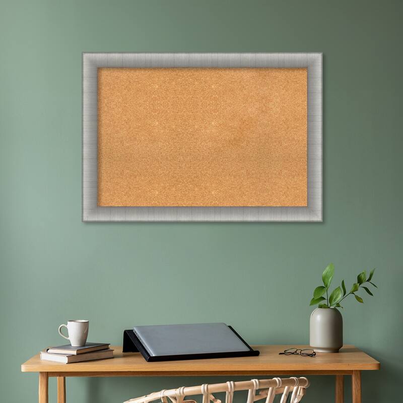 Elegant Brushed Framed Natural Corkboard Bulletin Board