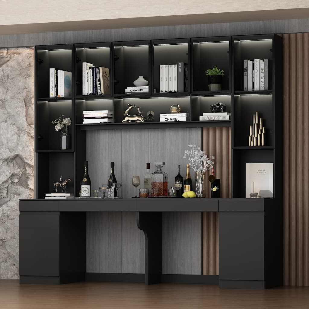 90.6"W Spacious Double Desk Workstation w/Ample Storage for Two Table