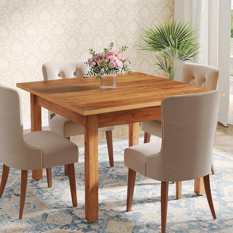 Modern Minimalist Wood 4-Person Square Kitchen/Dining Table with Solid Wood Legs for Home Kitchen/Living/Dining Room