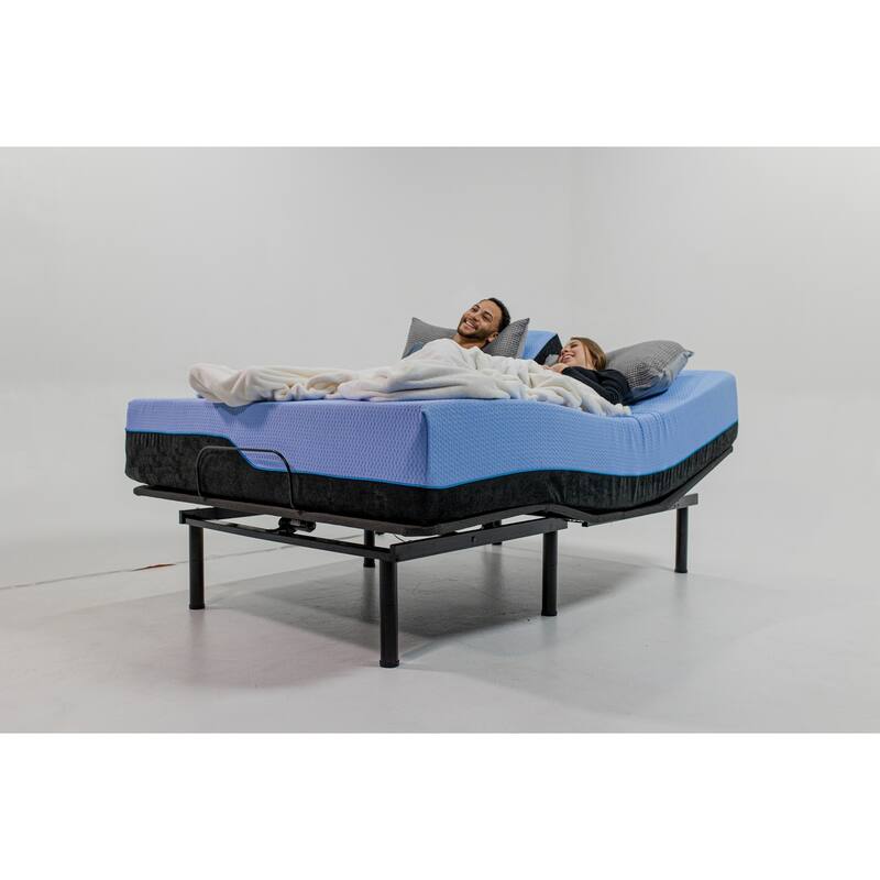 Bridgevine Home 12 inch Refresh Flex Top Latex Foam Hybrid Mattress and Adjustable Base Bundle