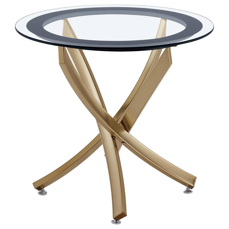 Brooke Round Glass Top Side End Table Metal Base