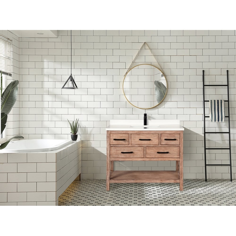 Ari Bath, Betty 42" Bathroom Vanity, Weathered Brown