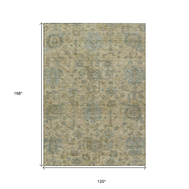 HomeRoots Damask Traditional Rectangle Outdoor Rug