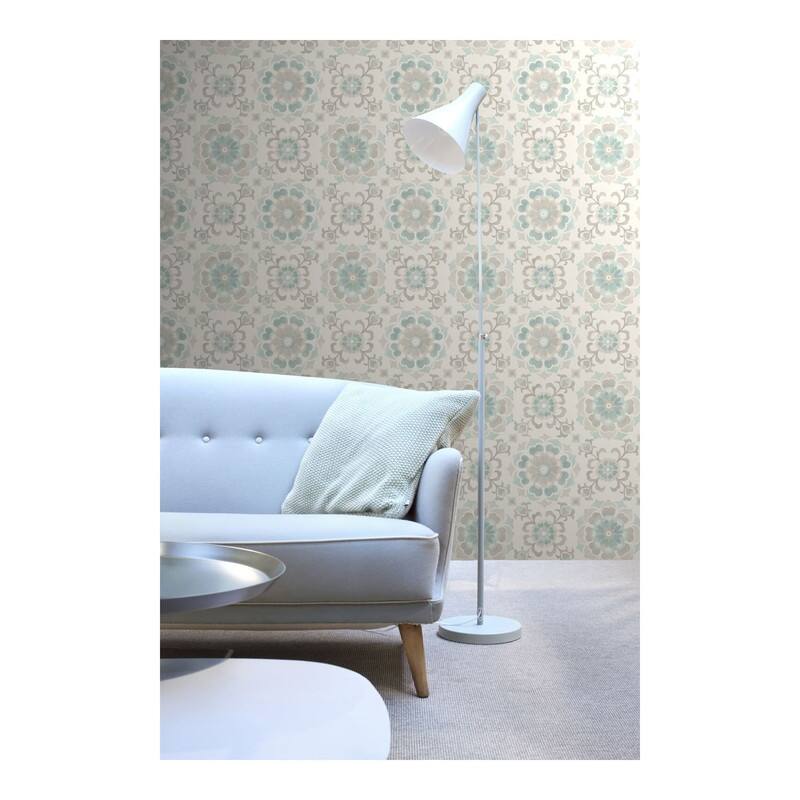 Origin Tracy Seafoam Medallion Wallpaper - 20.5 x 396 x 0.025