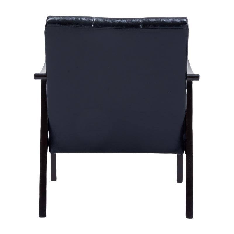 Antique Black Medieval-Inspired High Back Armchair - Solid Wood Modern Reading Chair