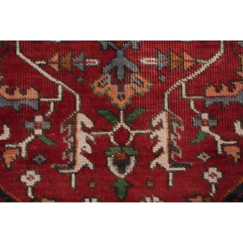 Hand Knotted Oriental 100% Wool Carpet Traditional Floral Red Heriz Area Rug - 11' 1'' X 7' 11''