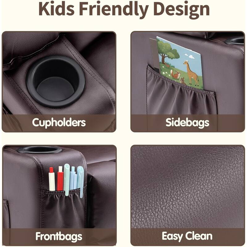 MCombo Big Kids Recliner Chair with Cup Holders - 28.3"(L)x26.0"(W)x34.2"(H)