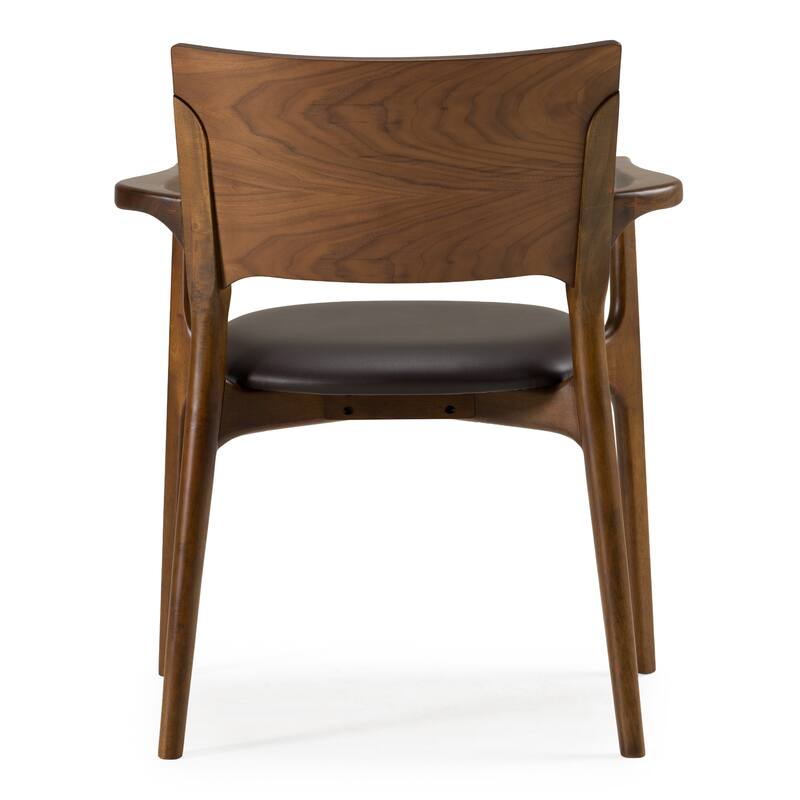 Modrest Edelman Mid-Century Modern Brown Leatherette & Walnut Dining Chair