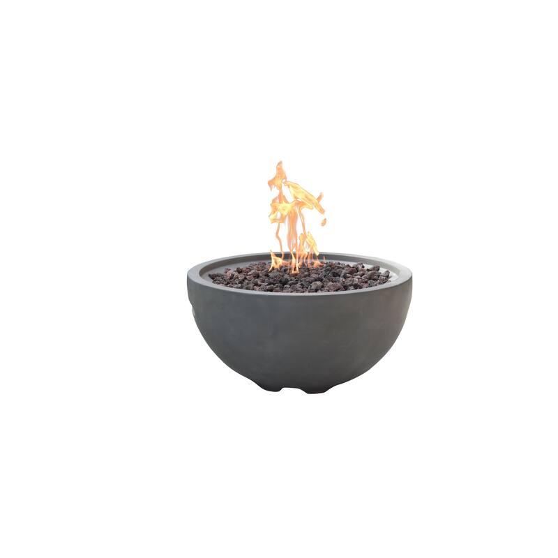 Modeno Nantucket 40,000 BTU Light Grey Concrete Propane Fire Table with Lava Rocks & Cover - 26.6 X 26.6 X 13.8