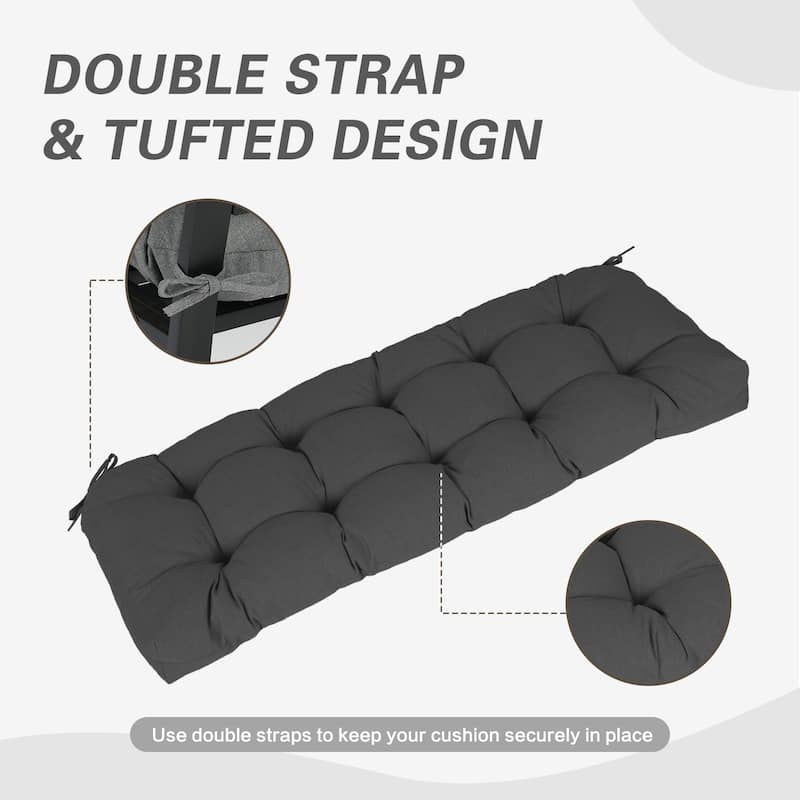 Aoodor Outdoor Polyester Tufted Bench Cushion, Water-resistant & Fade-Resistant Cushion