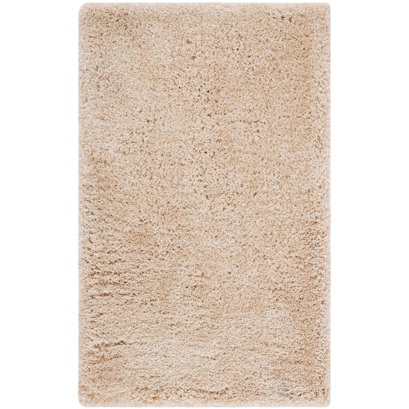 SAFAVIEH Handmade South Beach Leonella Shag Solid Polyester Rug - 2'3" x 4' - Champagne - Rectangle