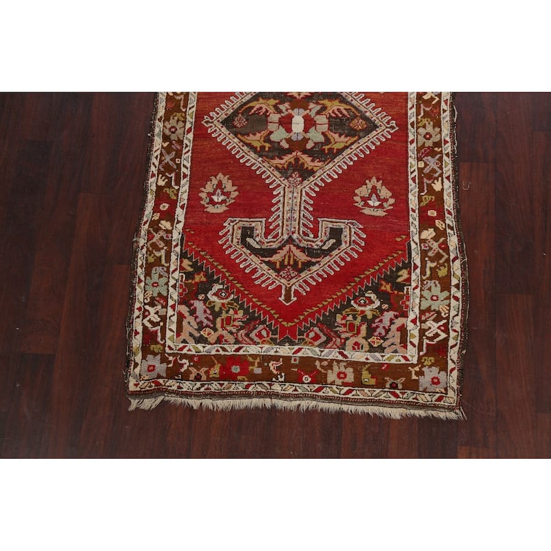 Vegetable Dye Geometric Anatolian Turkish Wool Area Rug Handmade - 3'9" x 6'7"