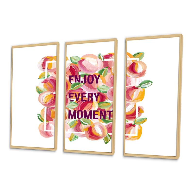 Designart "Enjoy Every Moment" Traditional Framed Art Prints Set of 3