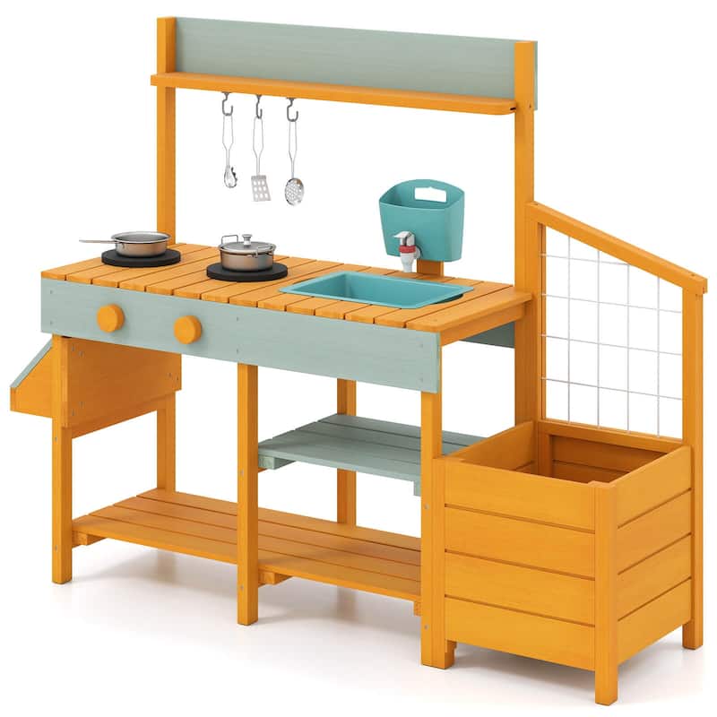 Costway Play Kitchen for Kids Wooden Toy Kitchen Playset with - See Details