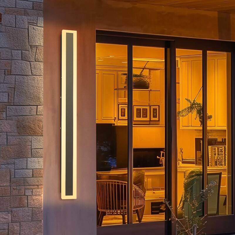 YANSUN 42.52 in. Modern Outdoor LED Wall Light, Slim Linear Black 30W Warm White 3000K,IP65 for Patio, Garden, and Entryway