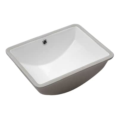 Kichae Undermount Vessel Sink Modern Pure White Rectangle Porcelain Ceramic Bathroom Sink