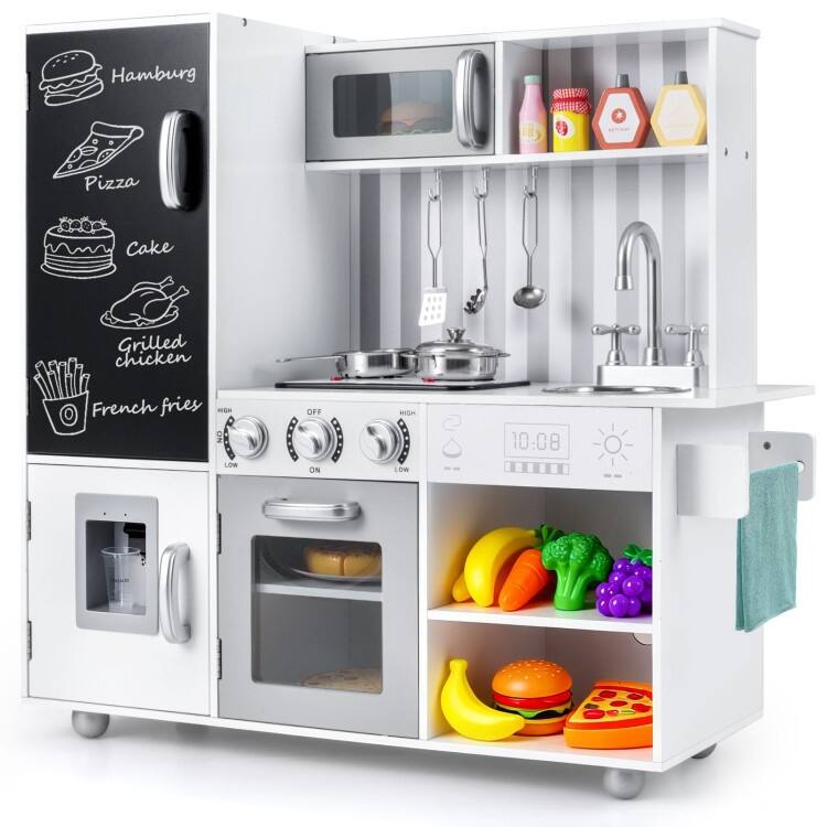 Pretend Play Kitchen for Kids with Real Sounds and Lights - 32.5" x 12" x 32"