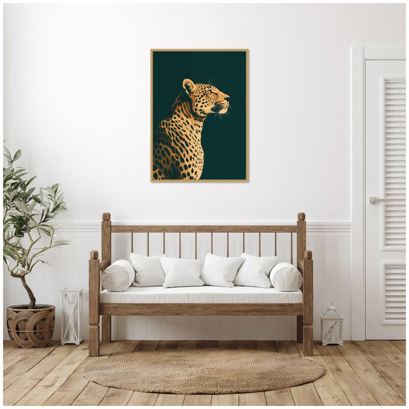 Kate and Laurel Emerald Gilded Cheetah by The Creative Bunch Studio Framed Canvas Wall Art Print