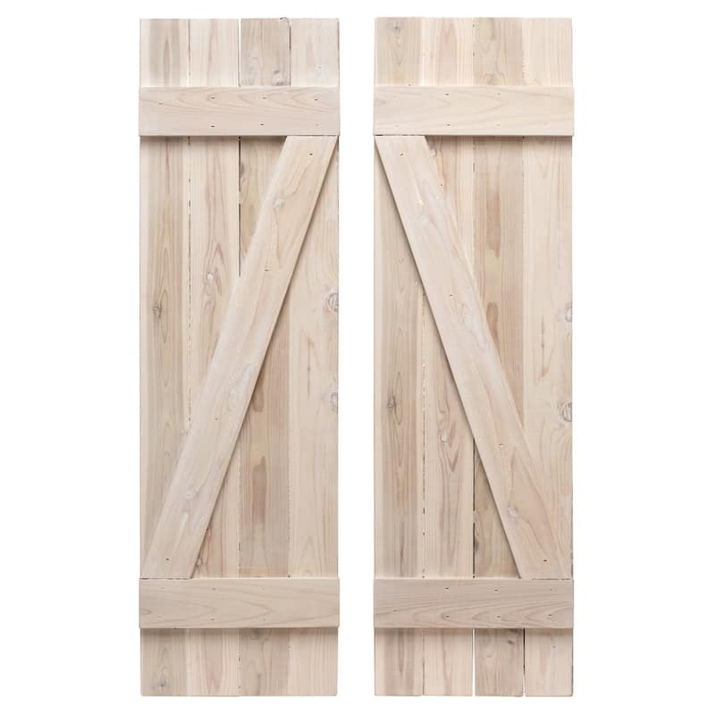 Z Board & Batten Exterior Shutters Pair - 48" - Whitewash