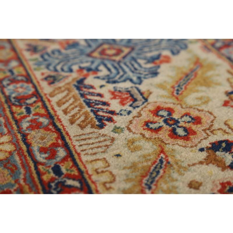 Hand Knotted Oriental 100% Wool Carpet Traditional Medallion Beige & Ivories Yazd Area Rug - 10' 7'' X 6' 10''