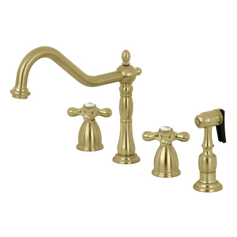 Kingston Brass Heritage 8-Inch Widespread Kitchen Faucet with Brass Sprayer