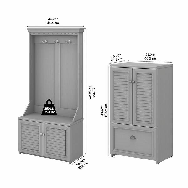 Fairview Hall Tree with Bench and Shoe by Bush Furniture Bed
