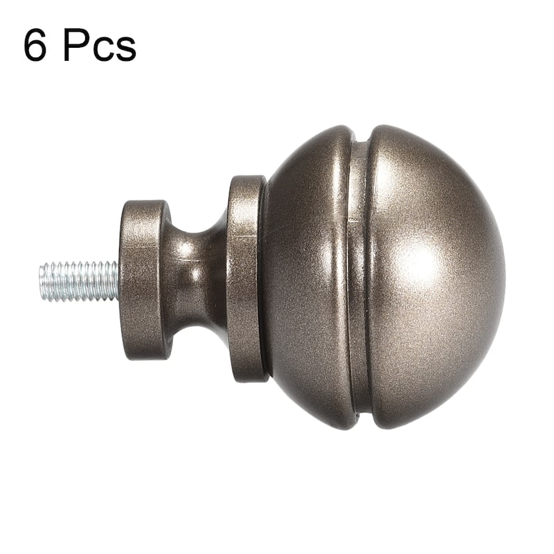Curtain Rod Finials Plastic End 54mm x 36mm Brown 6pcs