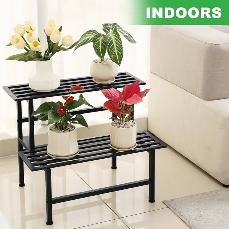 Metal Plant Stand Outdoor Plant Shelf Indoor - 26 x 17.75 x 20.25 inches