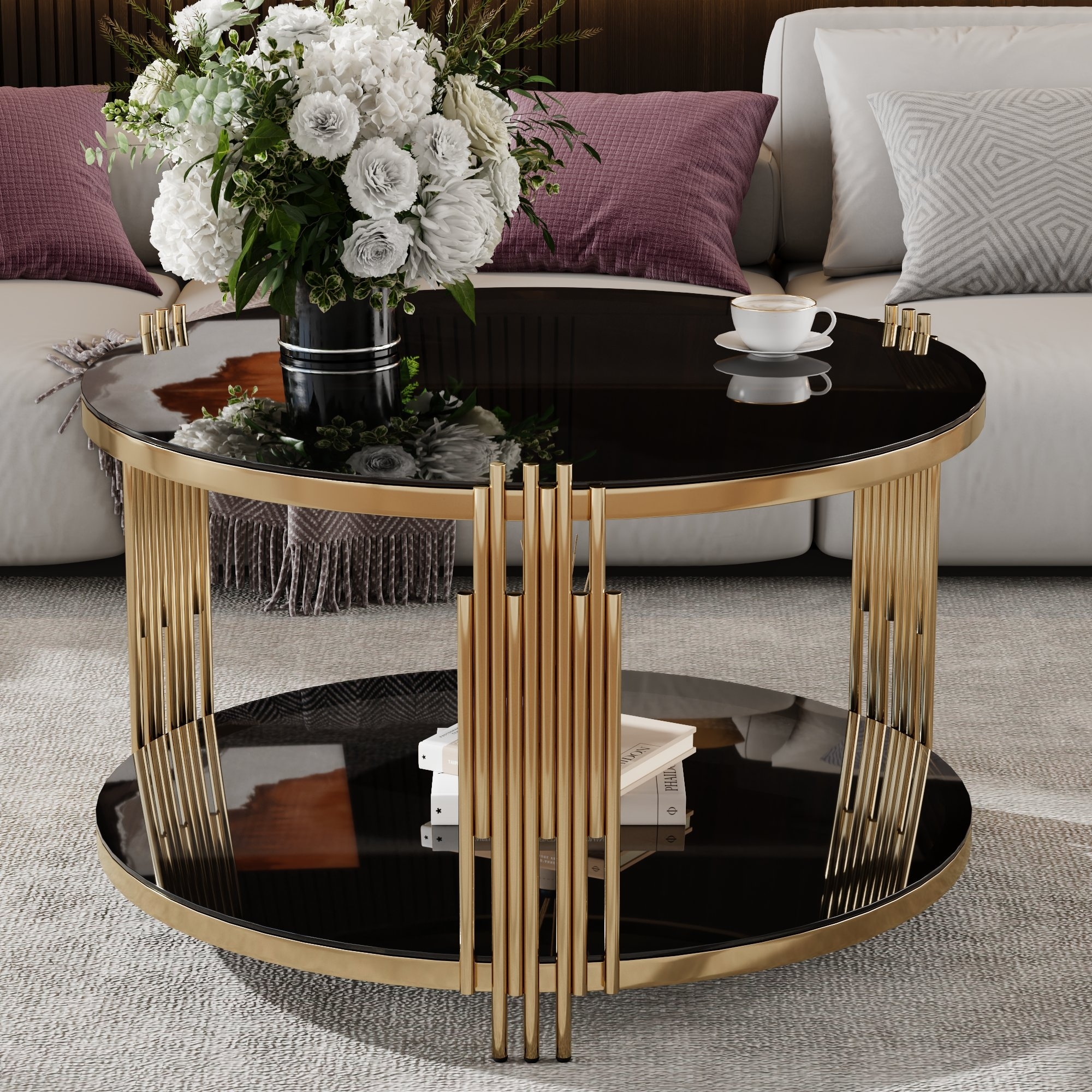 Black and mirror coffee table discount