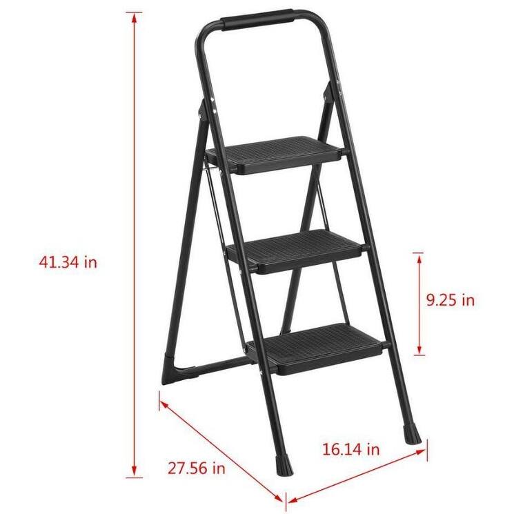 330 lb Capacity 3-Step Iron Folding Step Stool Ladder