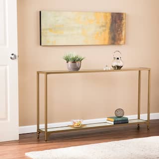 SEI Furniture Grant Narrow Console Table with Glass Shelf Display