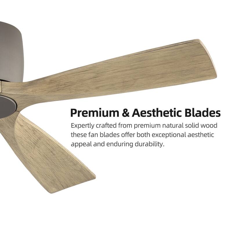 MLiAN 4 Soild Wood Blades Flush Mount Ceiling Fan Remote Control 6-Speed DC