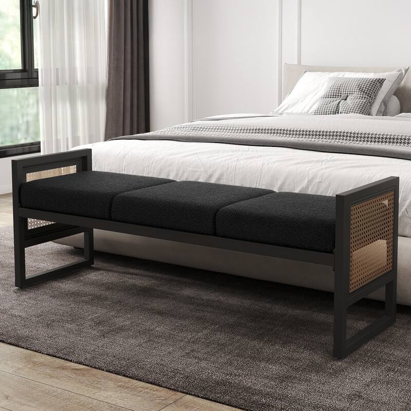 Fabric Upholstered Storage Bench for End of Bed, Entryway - 56.69"L x 16.93"W x 22.4"H