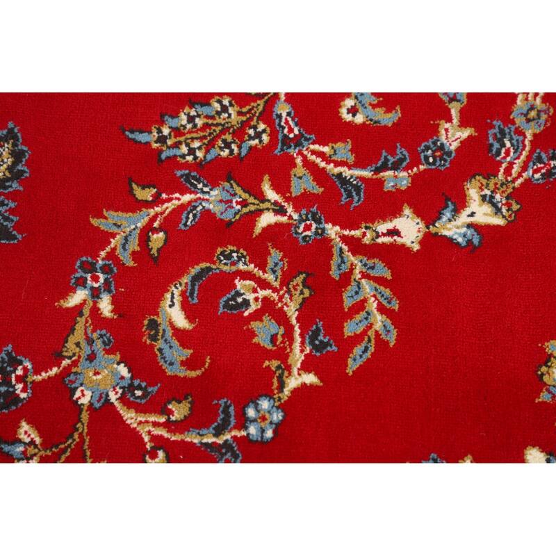 Floral Red Kashan Turkish Rug Machine-Made Oriental Carpet - 9'7" x 13'1"