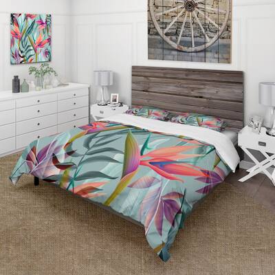 Designart 'Tropical VIntage Flowers VI' Traditional Duvet Cover Set