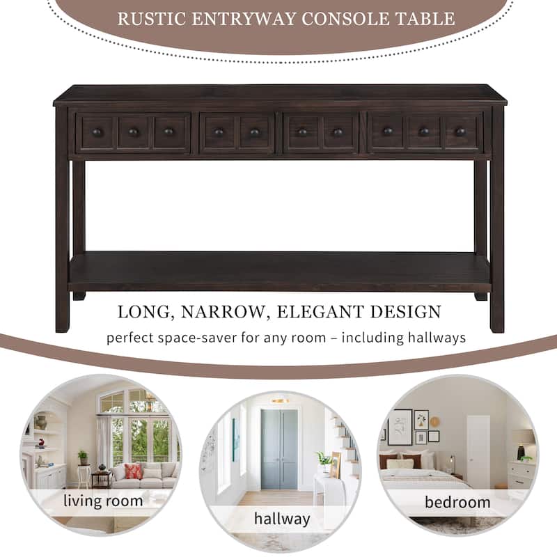Rustic Entryway Console Table - Espresso