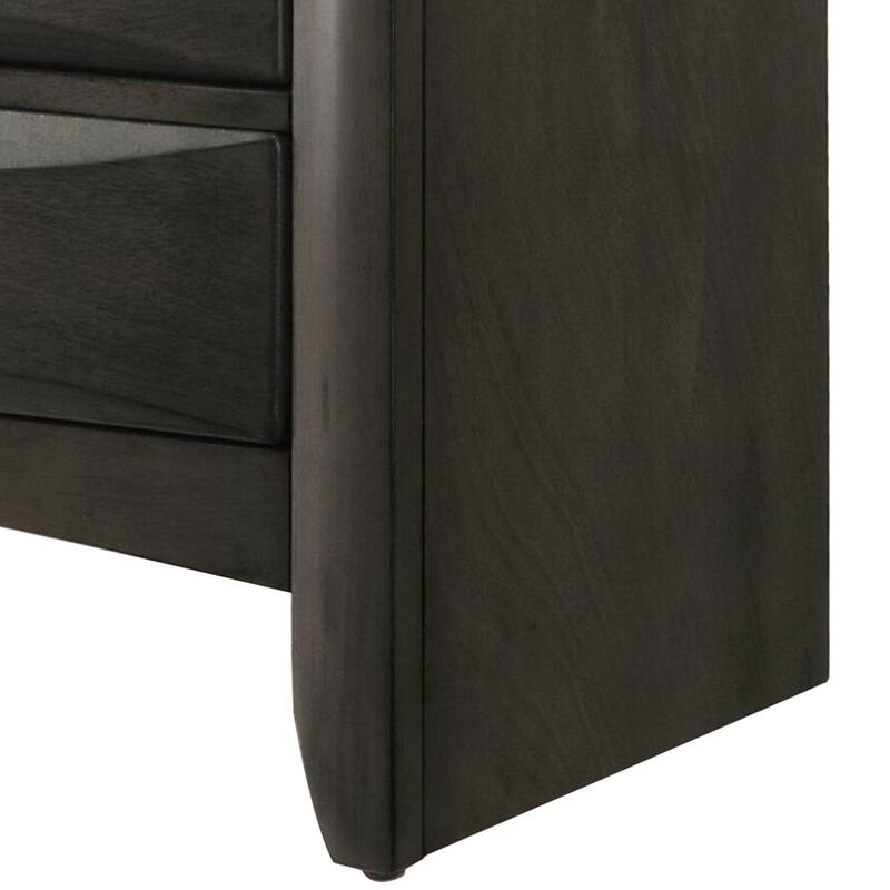Wooden Nightstand with Bevel Drawer Front, Grey