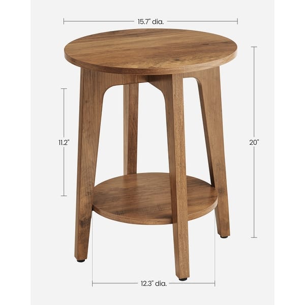 VASAGLE Round Side Table with Lower Shelf End Table for Small Spaces ...