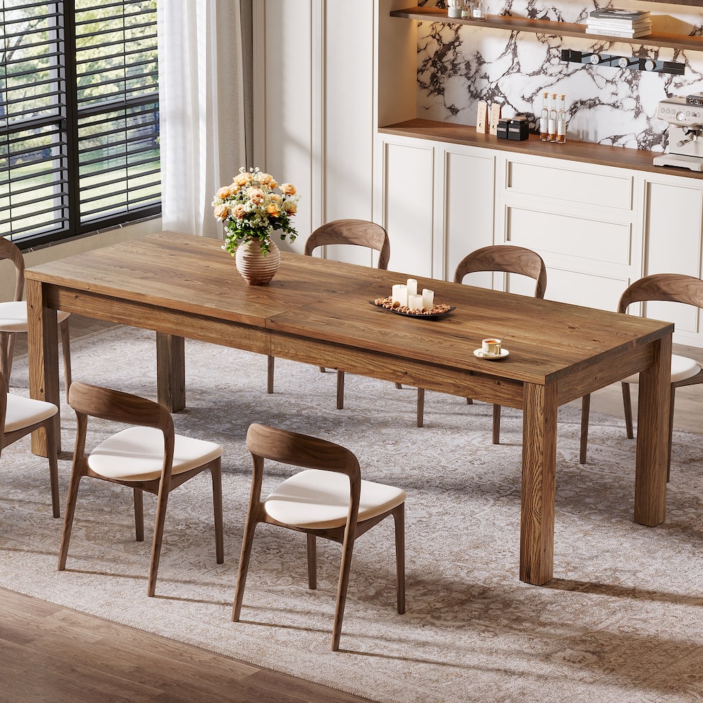 78.7" Dining Table for 6 8 10, Solid Wood Rustic Large Kitchen Table