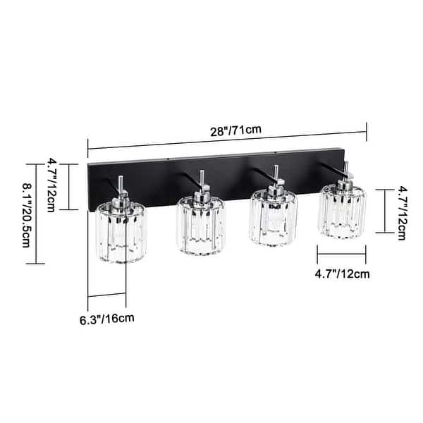 dimension image slide 7 of 17, Mid-Century Modern Dimmable Bathroom Vanity Light Crystal Glass Wall Sconce