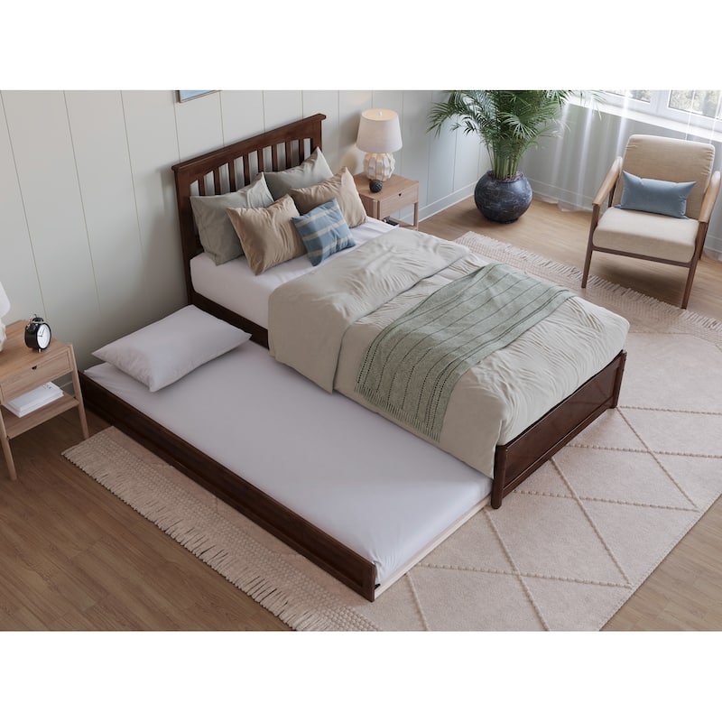 Everett Platform Bed with Panel Footboard and Twin XL Trundle