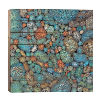 Fancy River Rocks Print On Wood by Nancy Eckels - Multi-Color