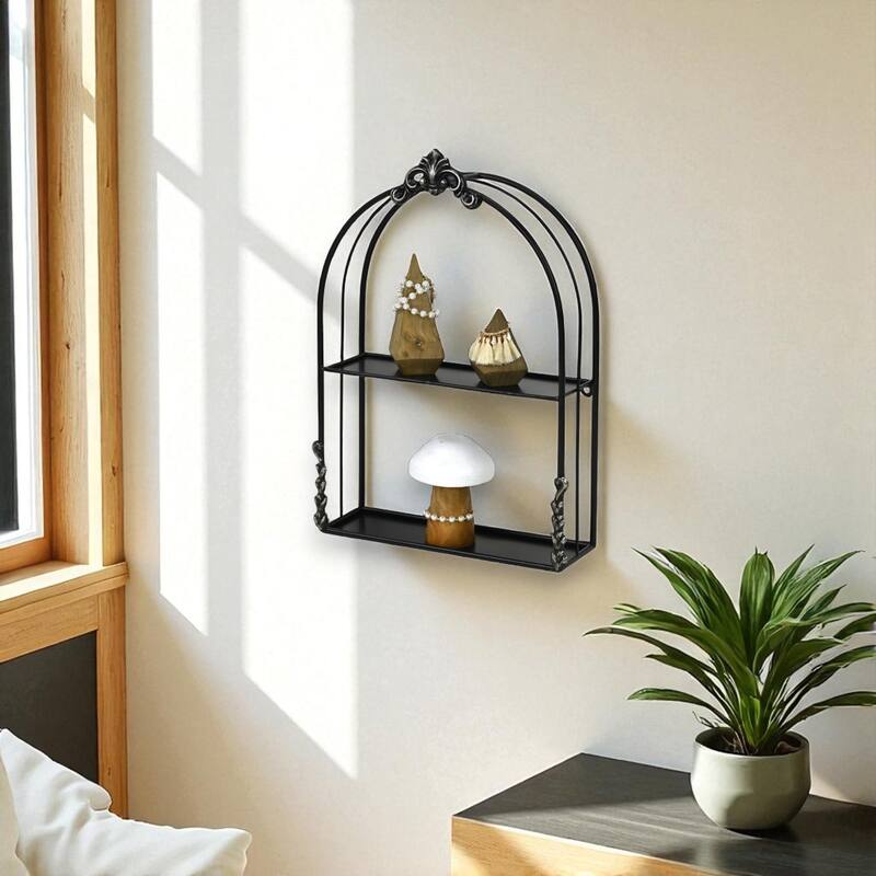 Sophronia Vintage Style 2 Tier Metal Wall Shelf - N/A
