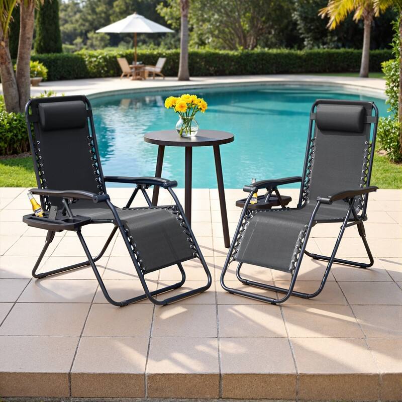 Homall Patio Zero Gravity Chair Lawn Lounge Chair with Pillow Set of 2 - Black
