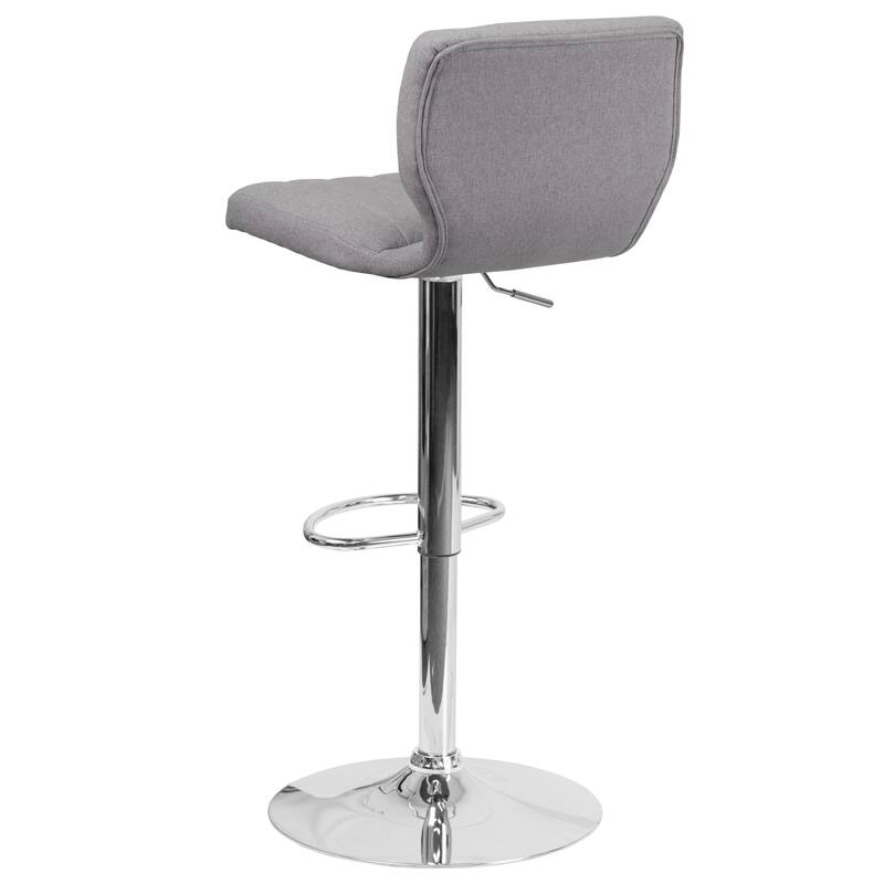 Contemporary Chrome Adjustable Bar Stool - 16.5"W x 19"D x 34.5" - 43"H