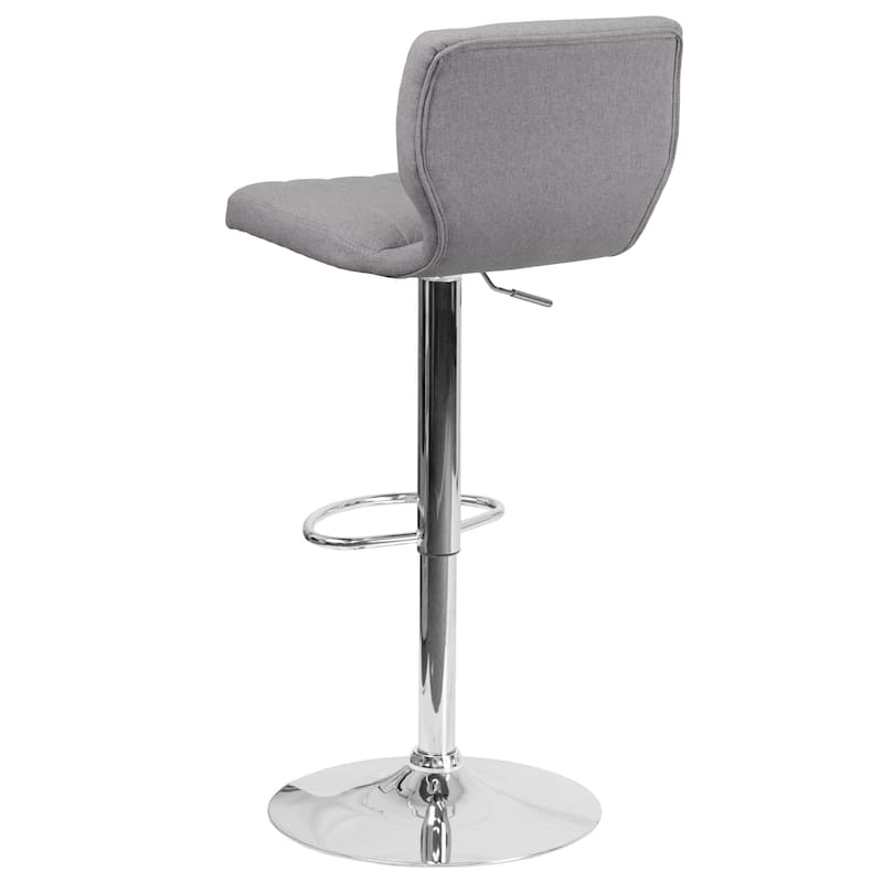 Vinyl Adjustable Barstool with Vertical Stitch Back (Set of 2)